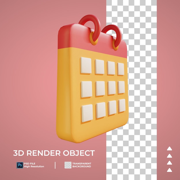 Ícone do calendário 3d isolado