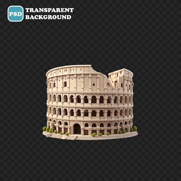 PSD Ícone do colosseu isolado ilustração de renderização 3d