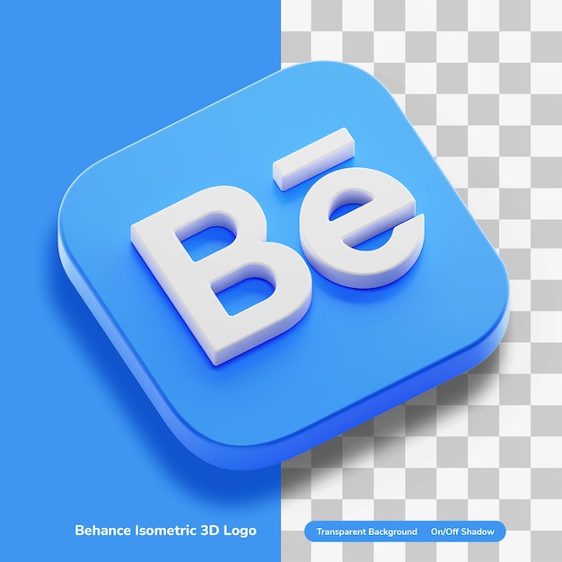 Ícone do conceito de renderização 3d da conta do aplicativo behance em quadrado de canto arredondado isolado