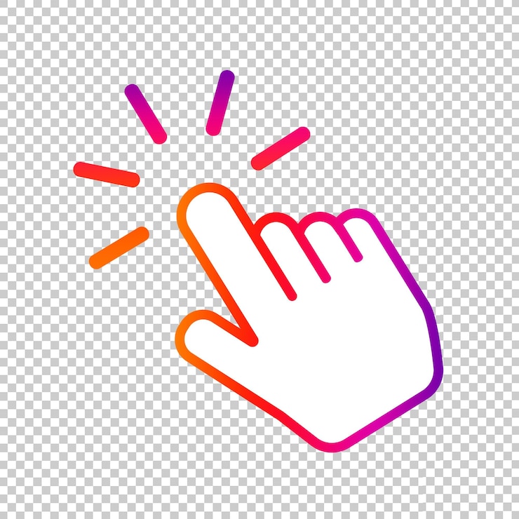 PSD ícone do cursor da mão do dedo da ilustração para o instagram do símbolo do clique