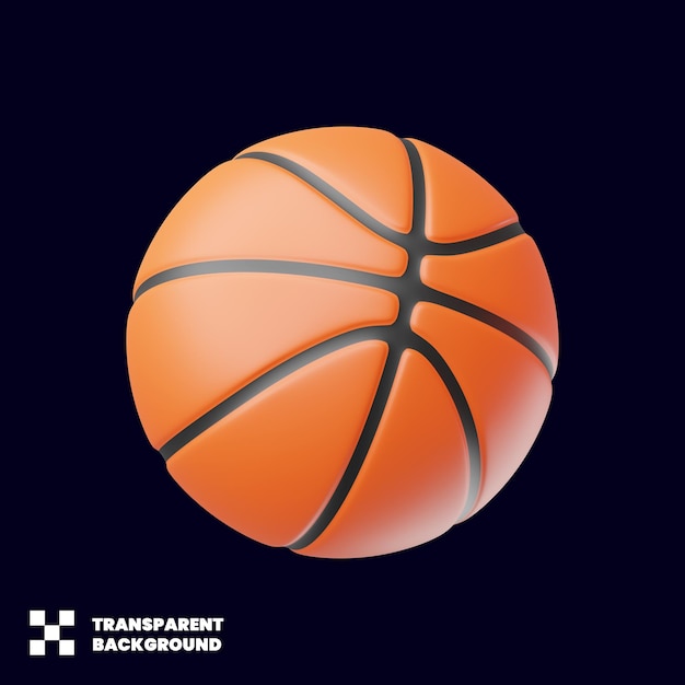 Ícone do esporte de basquete em renderização 3D minimalista