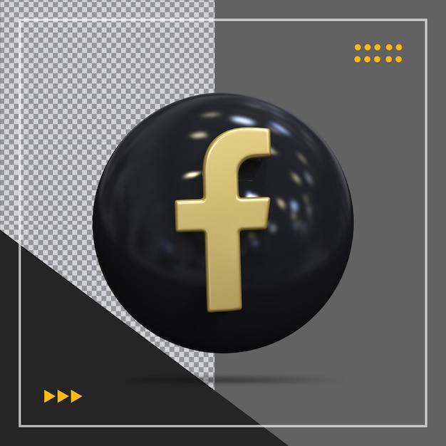 Ícone do facebook com estilo dourado e preto