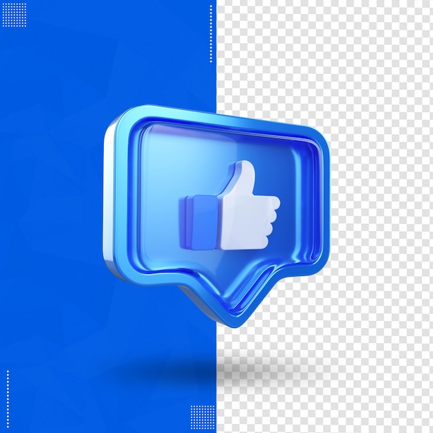 Ícone do Facebook do lado direito isolado em renderização 3D