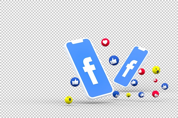 Ícone do Facebook na tela de smartphones e reações no Facebook