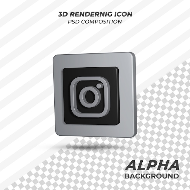 PSD Ícone do instagram em renderização 3d