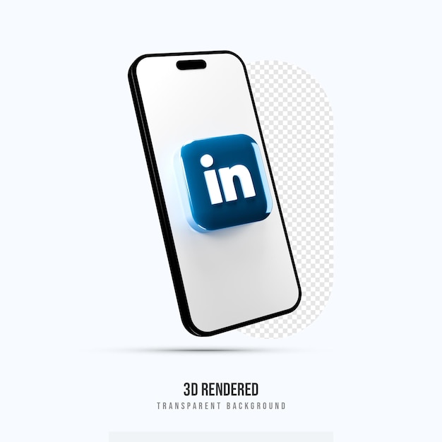 Ícone do Linkedin em renderização 3D móvel