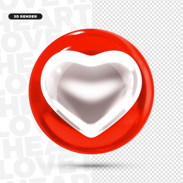 Ícone do logotipo 3D White Heart Reaction para a composição PSD Premium