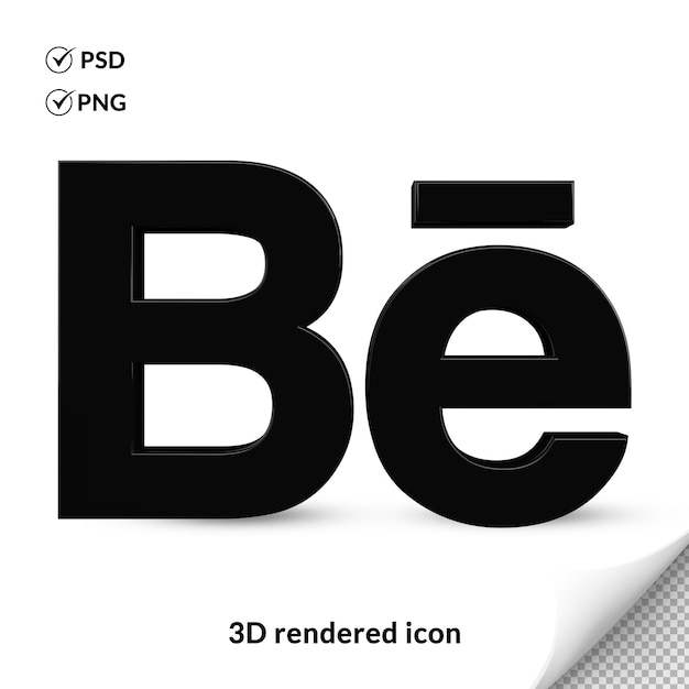 PSD Ícone do logotipo de mídia social do behance 3d preto