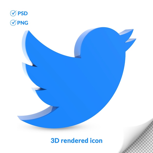 PSD Ícone do logotipo de mídia social do twitter 3d