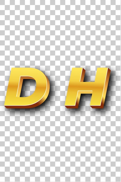 Ícone do logotipo dh dourado com fundo branco isolado e transparente