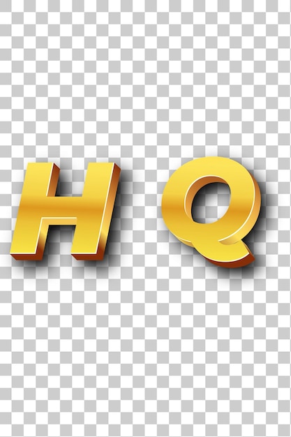 Ícone do logotipo do hq em ouro isolado fundo branco transparente