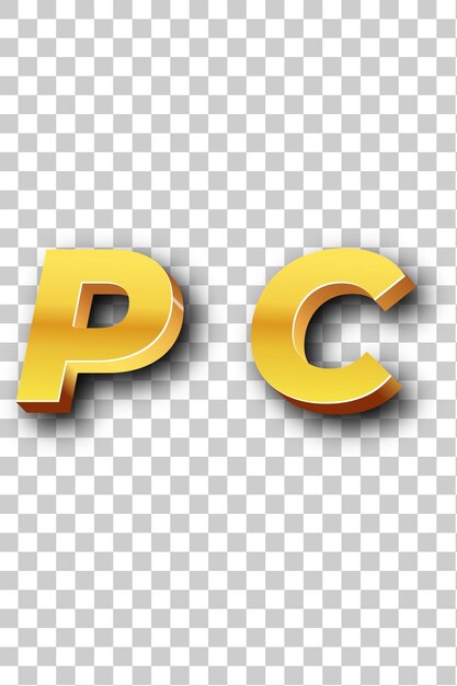 PSD Ícone do logotipo do pc em ouro com fundo branco isolado e transparente