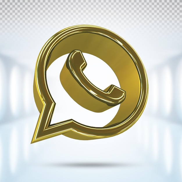 PSD Ícone do logotipo do whatsapp 3d mídia social em estilo moderno cor ouro