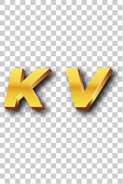 PSD Ícone do logotipo kv gold com fundo branco isolado e transparente