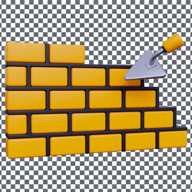 PSD Ícone do psd 3d brickwalicon em fundo isolado e transparente