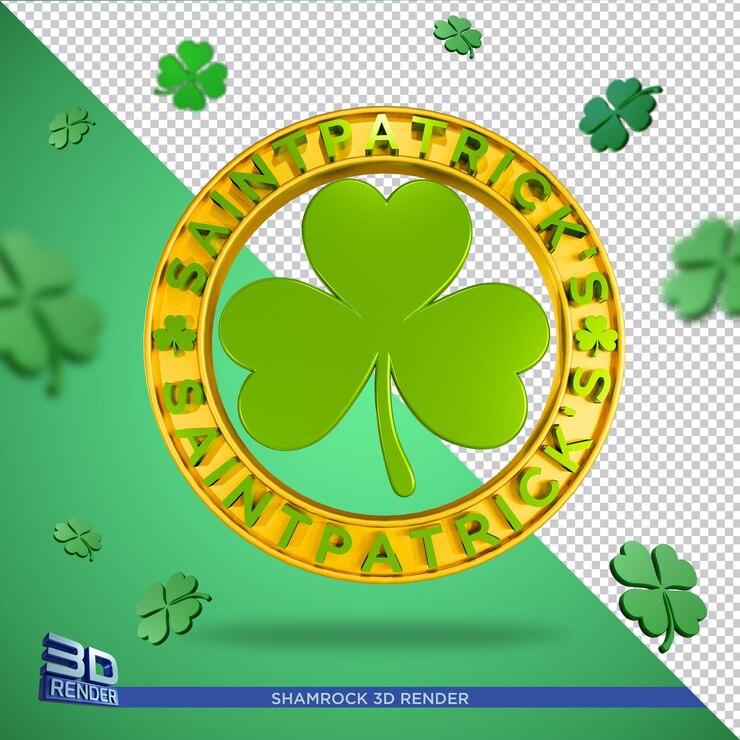 PSD ícone do shamrock saint patricks day 3d render isolado