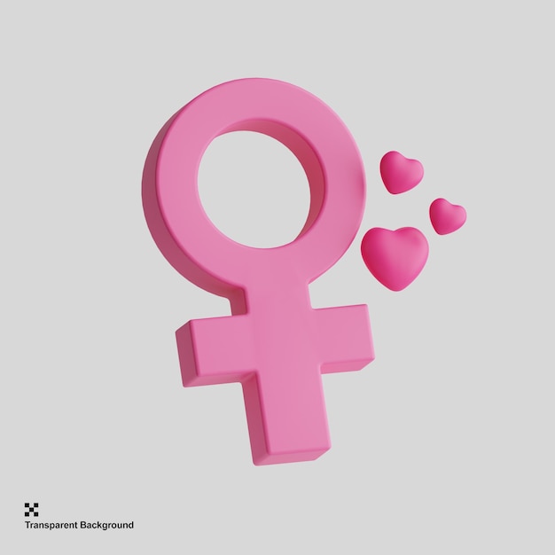 PSD Ícone do símbolo feminino 3d