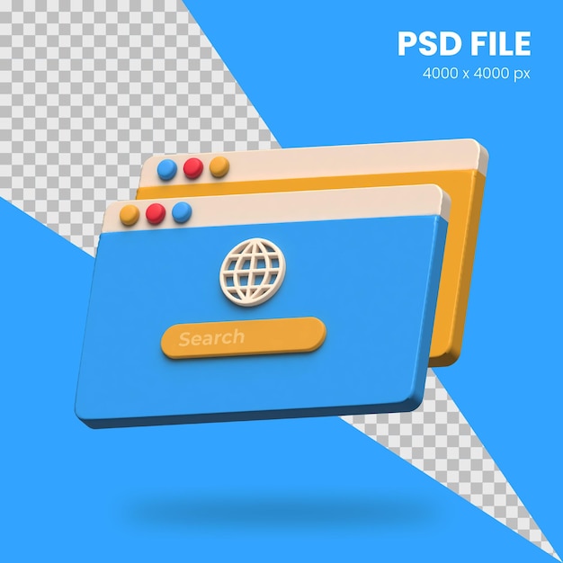 PSD Ícone do site de renderização 3d