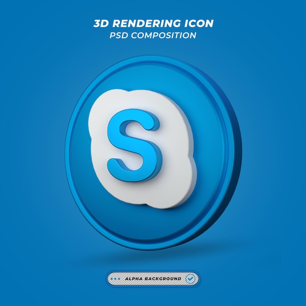 PSD Ícone do skypee de mídia social em renderização 3d