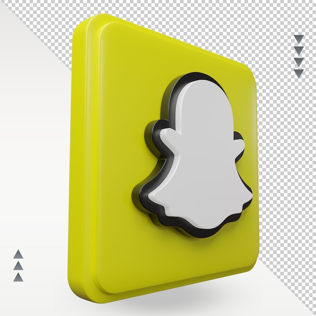 Ícone do snapchat de mídia social 3d renderizando a vista esquerda