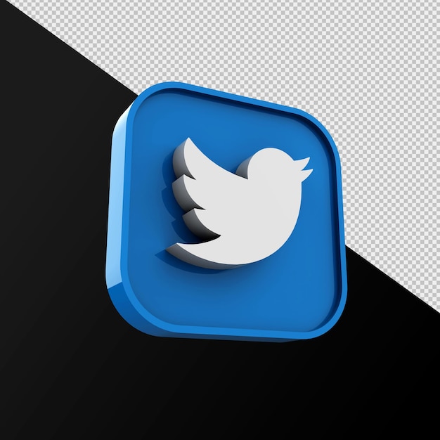 Ícone do Twitter, aplicativo de mídia social. Renderização 3D Foto Premium