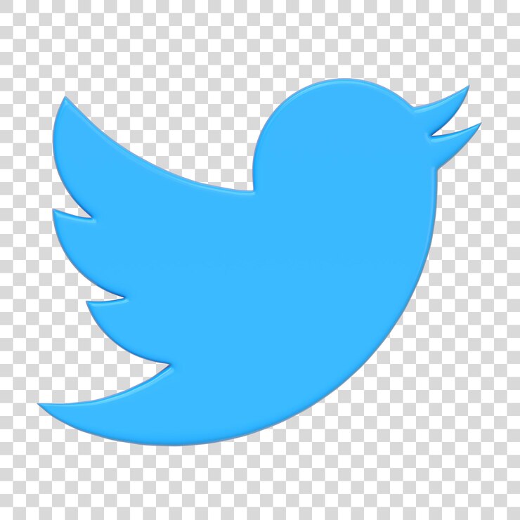 PSD ícone do twitter isolado em fundo branco passarinho voador sinal de logotipo do botão do aplicativo de mídia social
