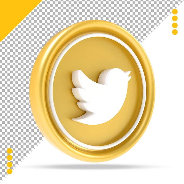 Ícone do twitter ouro 3d