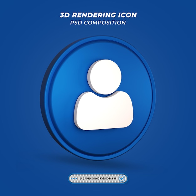 PSD Ícone do usuário em renderização 3d