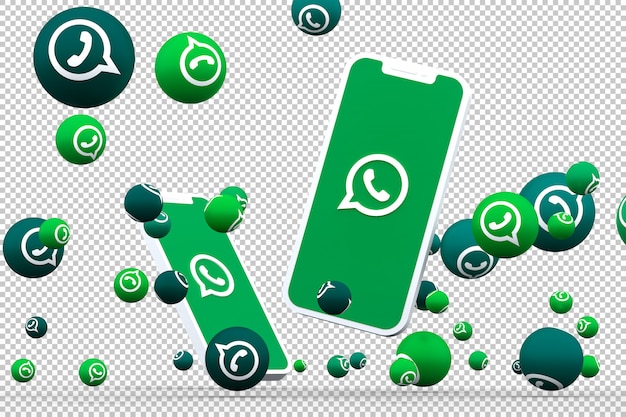 Ícone do whatsapp na tela do smartphone ou celular e chamadas de reações do whatsapp