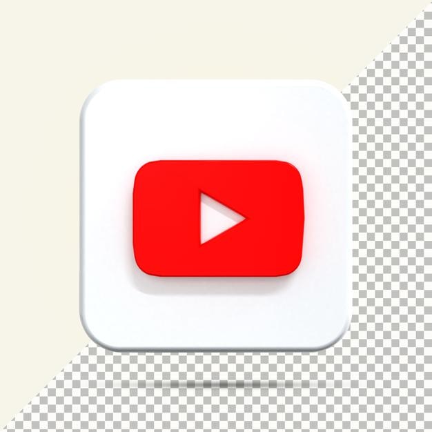 Ícone do YouTube em renderização 3D para composição