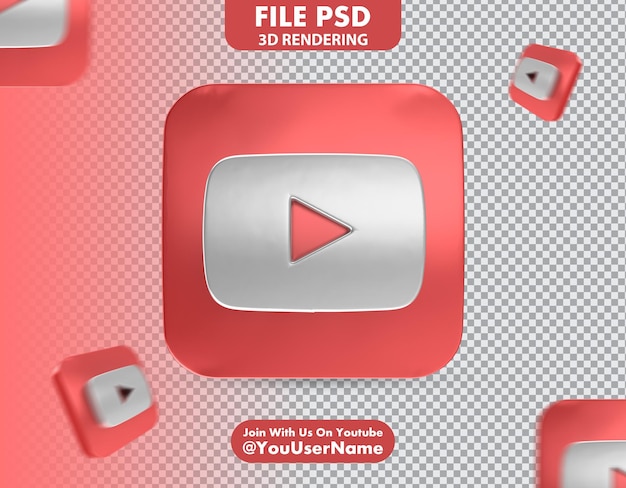 Ícone do youtube renderização 3d