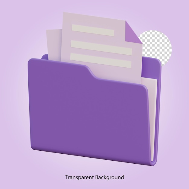 PSD icône de document de fichier dossier violet 3d
