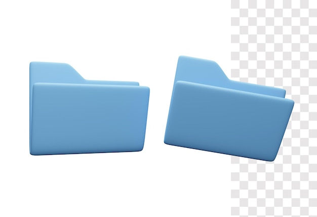 Icône De Dossier 3d De Couleur Bleue