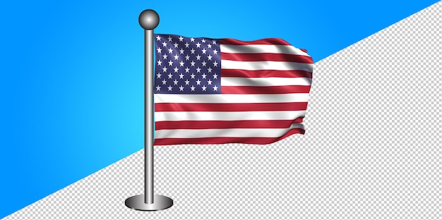 PSD icône de drapeau des états-unis 3d - badge png - fond transparent