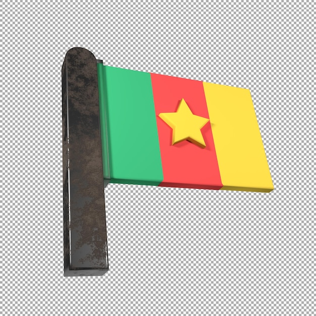 PSD icône de drapeau de rendu 3d cameroun isolé