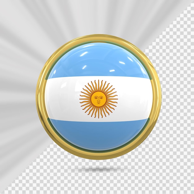 PSD icône du drapeau argentin avec rendu 3d or