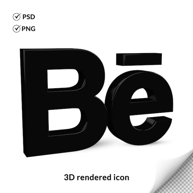 PSD icône du logo des médias sociaux behance noir 3d