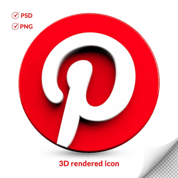 PSD icône du logo des médias sociaux pinterest 3d