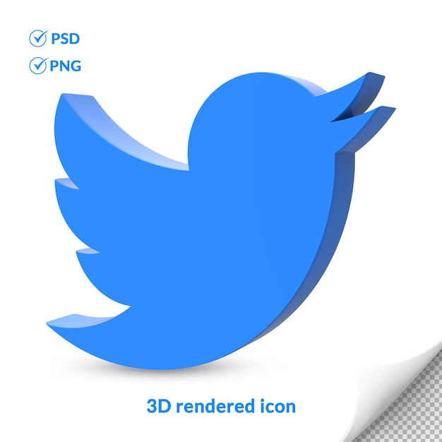 PSD icône du logo des médias sociaux twitter 3d