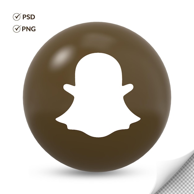 PSD icône du logo snapchat couleur marron rond 3d