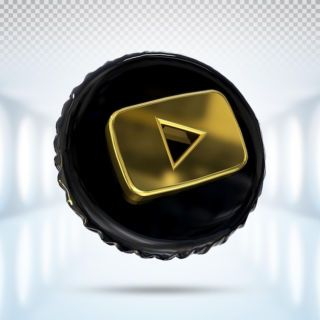 Icône Du Logo Youtube 3d Médias Sociaux Dans Un Style Moderne Couleur Noir Et Or