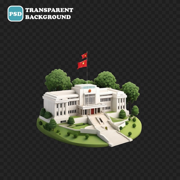 PSD icône du palais de l'indépendance isolée illustration de rendu 3d