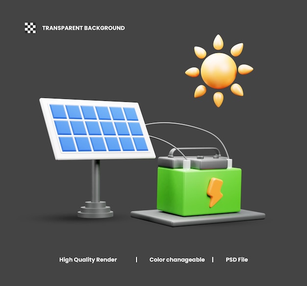 PSD icône du panneau solaire en 3d