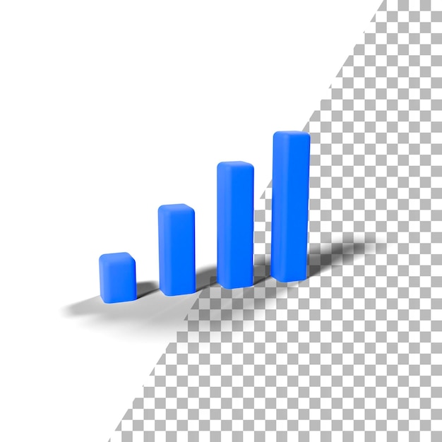 Ícone e gráfico azuis dos sinais 3D com fundo transparente