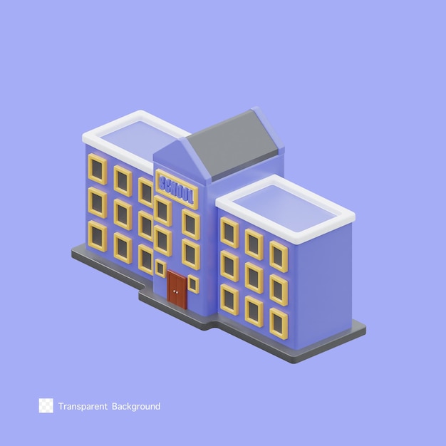 PSD icône de l'école illustration de rendu 3d