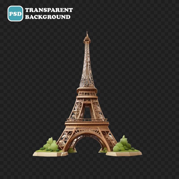 Icône Eiffel Isolée Illustration De Rendu 3d