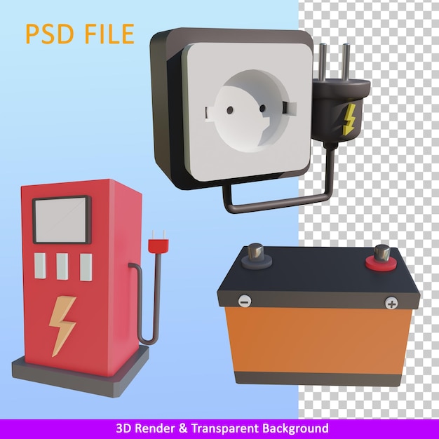 PSD icône de l'électricité de rendu 3d