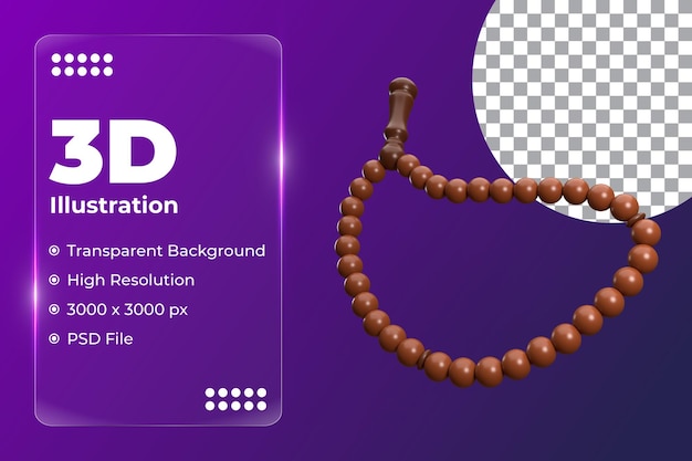 icône d'élément islamique ramadan 3d tasbih