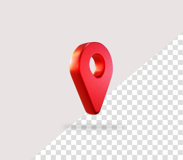 PSD icône d'emplacement de broche de carte 3d réaliste rouge