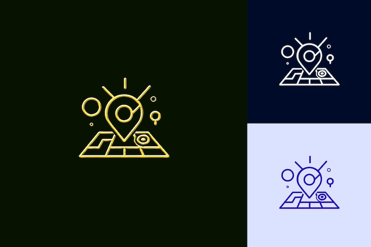 PSD icône d'emplacement avec un contour d'épingle et une conception de navigation enh designs d'icônes minimalistes abstraits